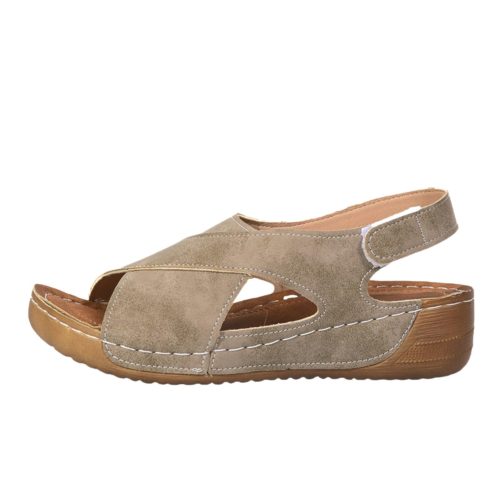 Sandales orthopédiques à plateforme pour femme - Slingback - Chaussures d'été élégantes - Sandales de plage légères - Talon compensé confortable - Sandales romaines lavables - 4