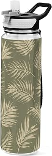Qilmy Tropical Palm Leaves 32oz Tritan Sport Water Bottle, BPA-Free Clear Water Bottle with Spout Lid, Ideal for Gym, Travel, Outdoor Activities
