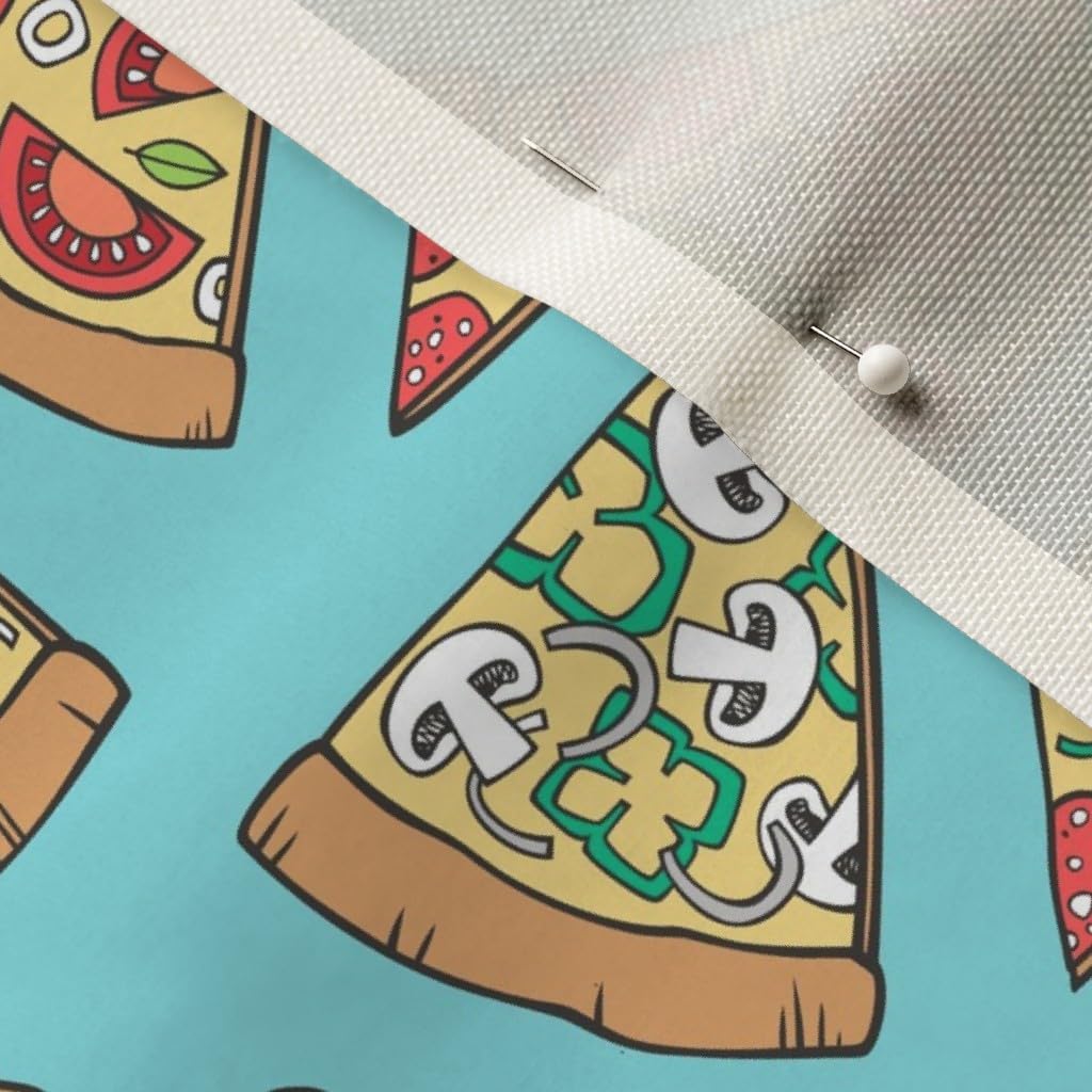 Spoonflower Fabric - Pizza Junk Food Blue Bacon Cheese Pepperoni Summer Printed on Upholstery Velvet Fabric Fat Quarter - Upholstery Home Decor Bottomweight Apparel