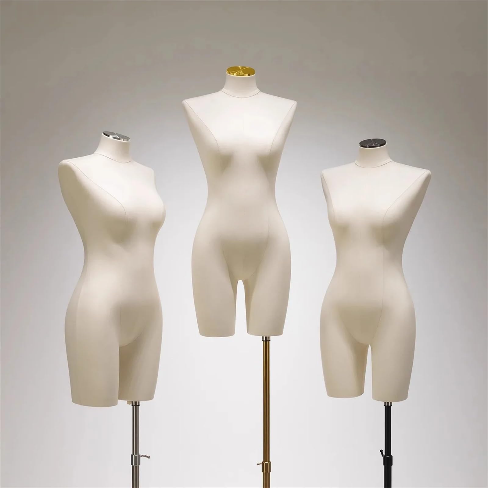 Schneiderpuppe Weiße langbeinige Schaufensterpuppe Vêtement Femmes Kleid Form Eine weibliche Attrappe Halbkörper for Kleidung Display(Silver Base)