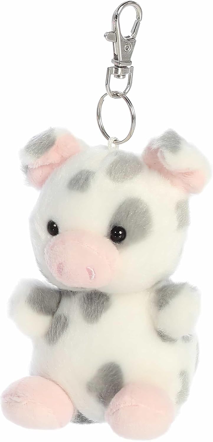 Aurora® Adorable Palm Pals™ Piggles Spotted Piglet™ Clip-On- Fun Collectible Plush for Kids and Adult Collectors - Perfect for Backpacks and Birthday Gifts - Gray 4 Inches