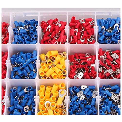 Davitu Terminals - Hot 1200 X Assorted Insulated Electrical Wire Terminal Crimp Connector Spade Set Box - (Color: Multi)