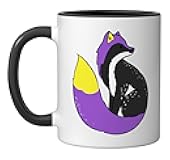 Nonbinary Fox Nonbinary Pride Ceramic Mug, Black/White