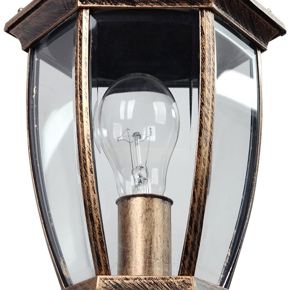 Lámpara de poste para exteriores, 3 luces, luz de poste para exteriores, luces de calle IP56 impermeable, luz de poste alto, bronce rústico, vista al patio, lámpara de calle, camino de parque