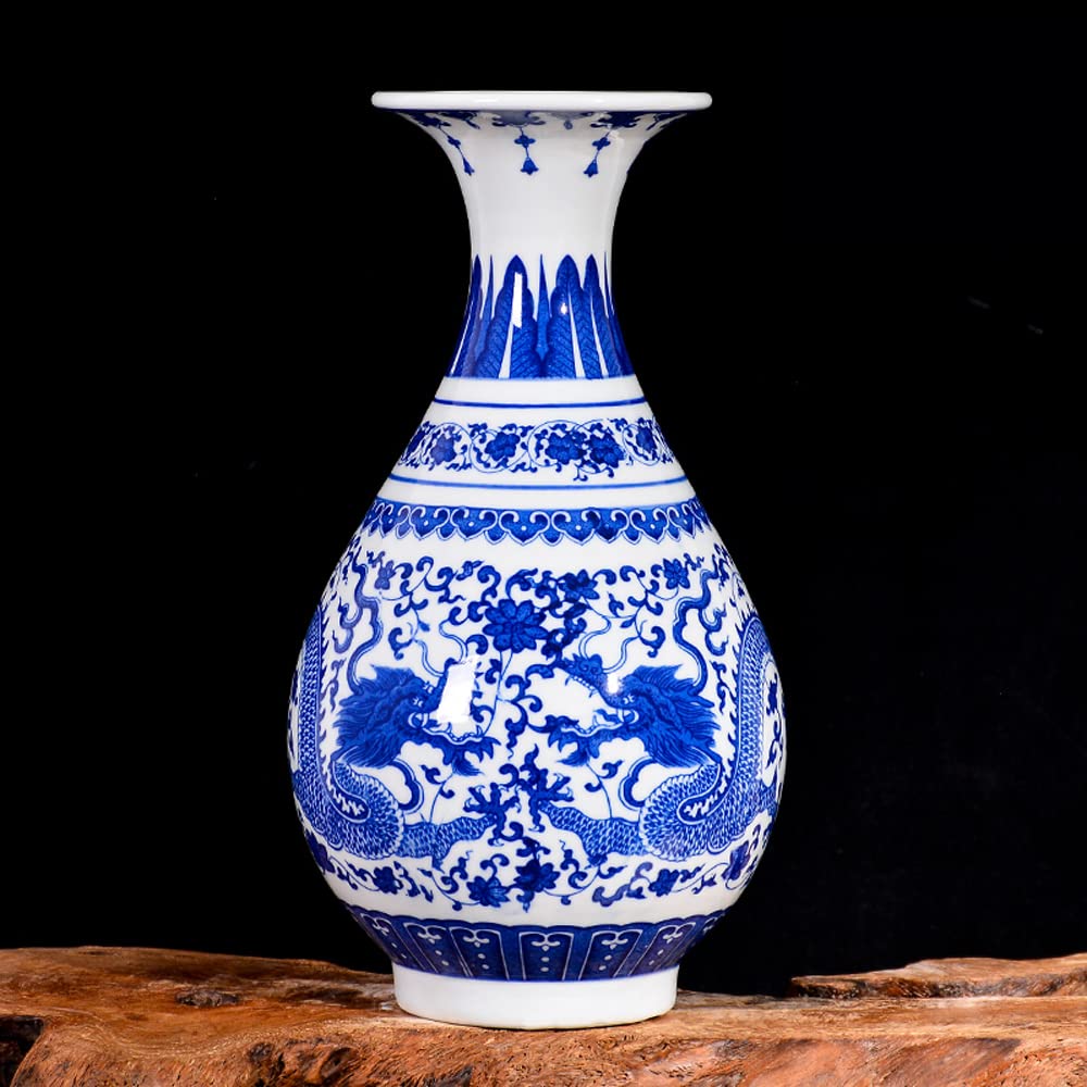 asdchZen Chinoiserie Jingdezhen Pottery And Porcelain Antique Blue And White Porcelain Vase Chinese Living Room Adornment Household Tv Cabinet Collection Furnishing,A
