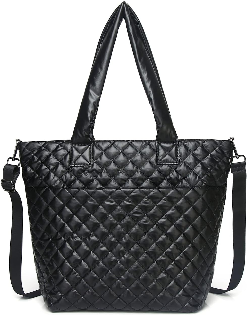 HsitandyQuilted Tote Bag for Women,Weekender Bag,Light Nylon Quilted Crossbody Shoulder Bag for Travel,Work