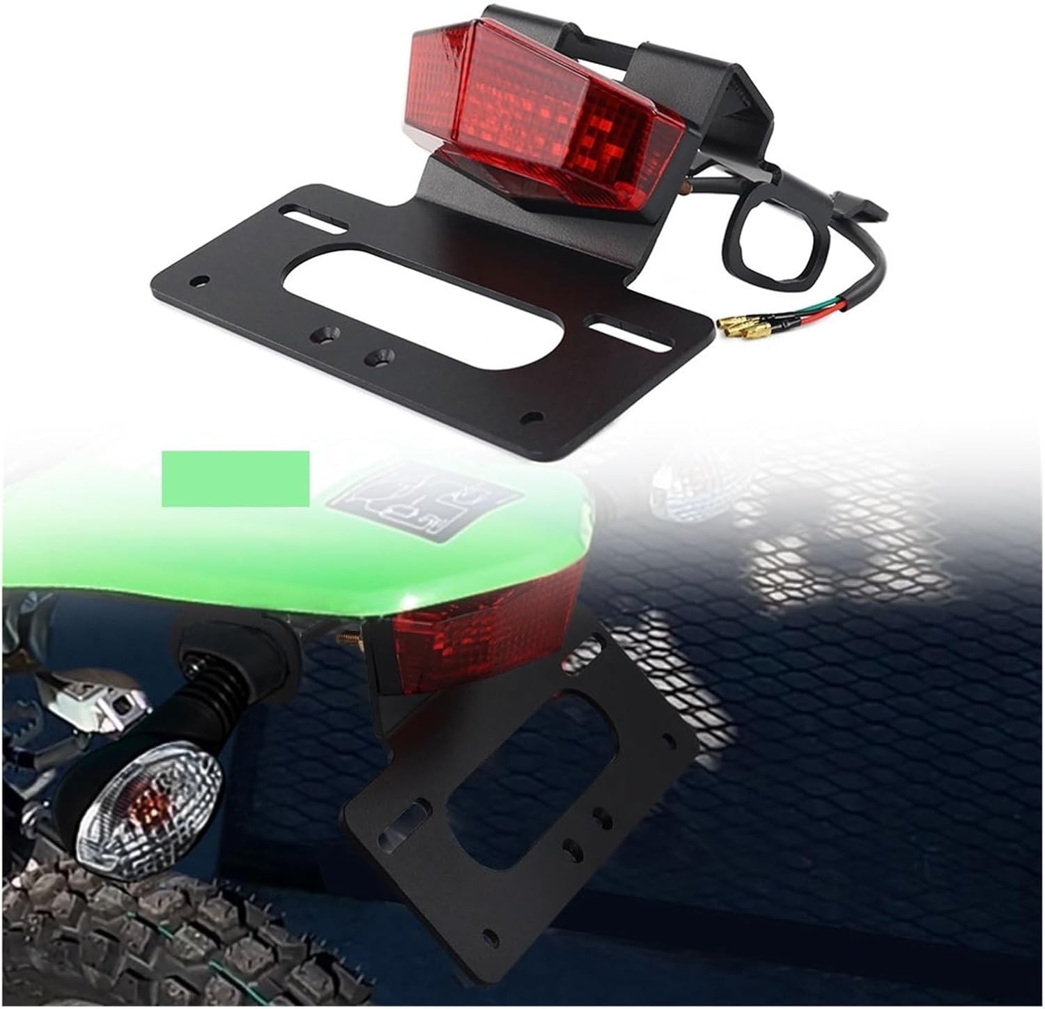 Motorcycle Brake Light Number Frame Compatible with Kawasaki KLX 230R 2020 2221 2022 2023 KLX230R License Plate Holder Fender Eliminator(Red)