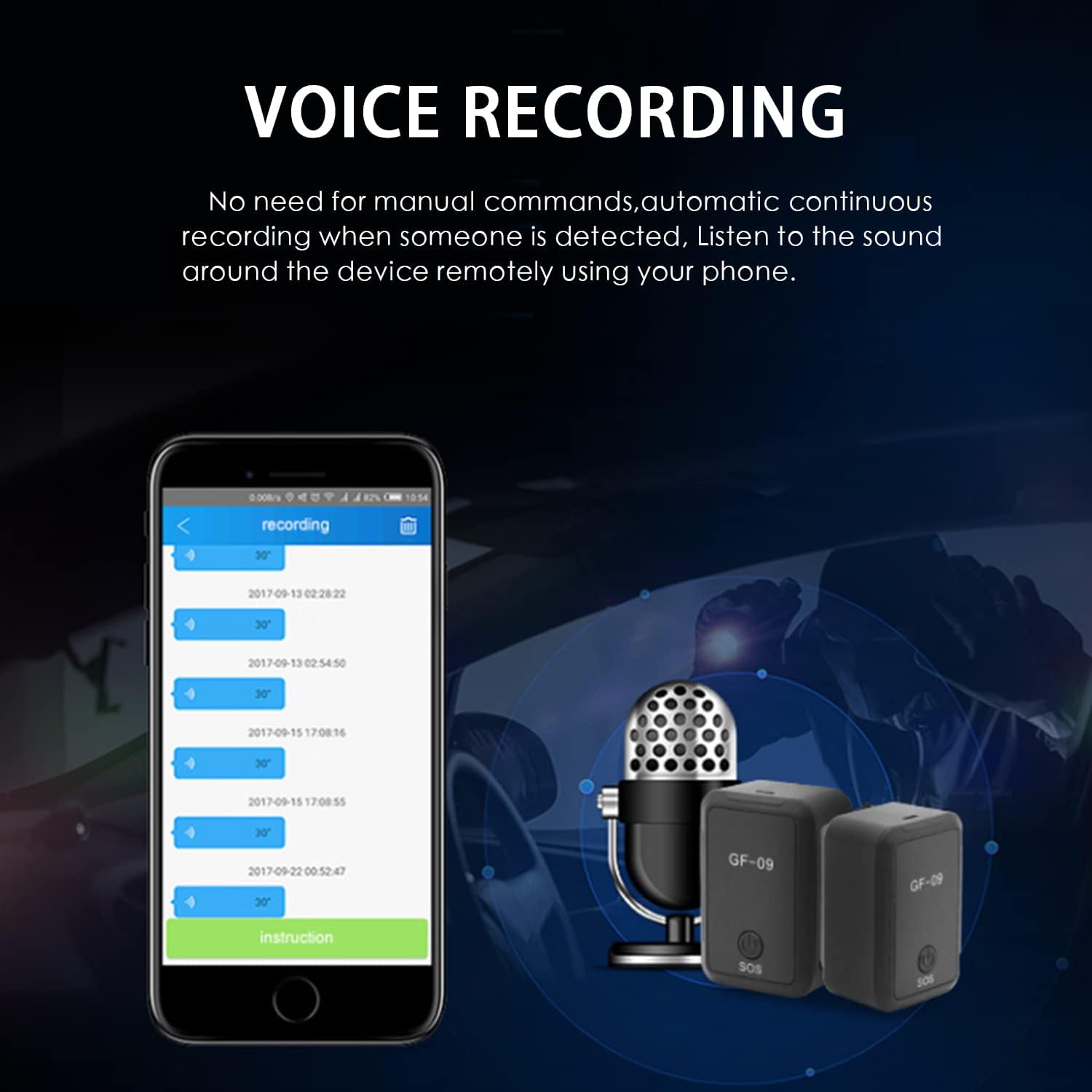 Phone displaying voice recordings from GF09