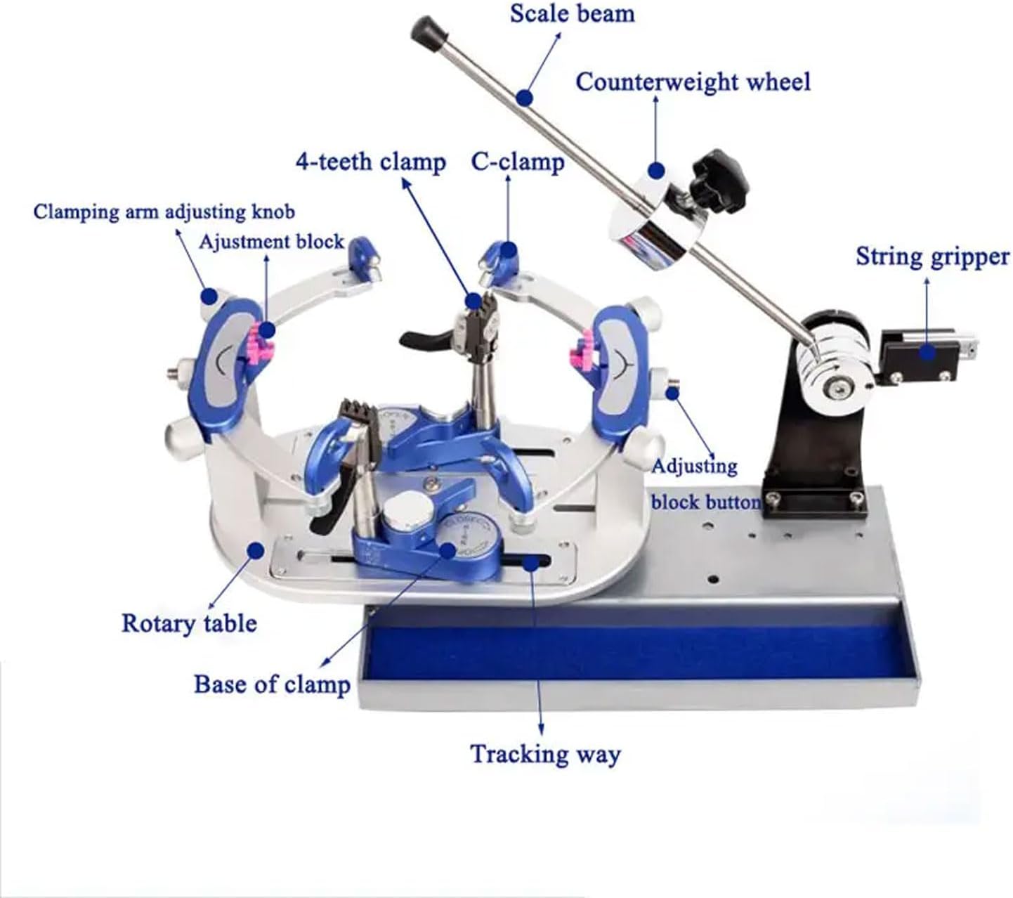 Manual Racket Stringing Machine, 60lb DIY Badminton Racket Stringer, 6 Point Mechanical Wire Winding Machine, Heavy Hammer Cable Puller with Tool Set for Beginners, Amateurs, Professionals
