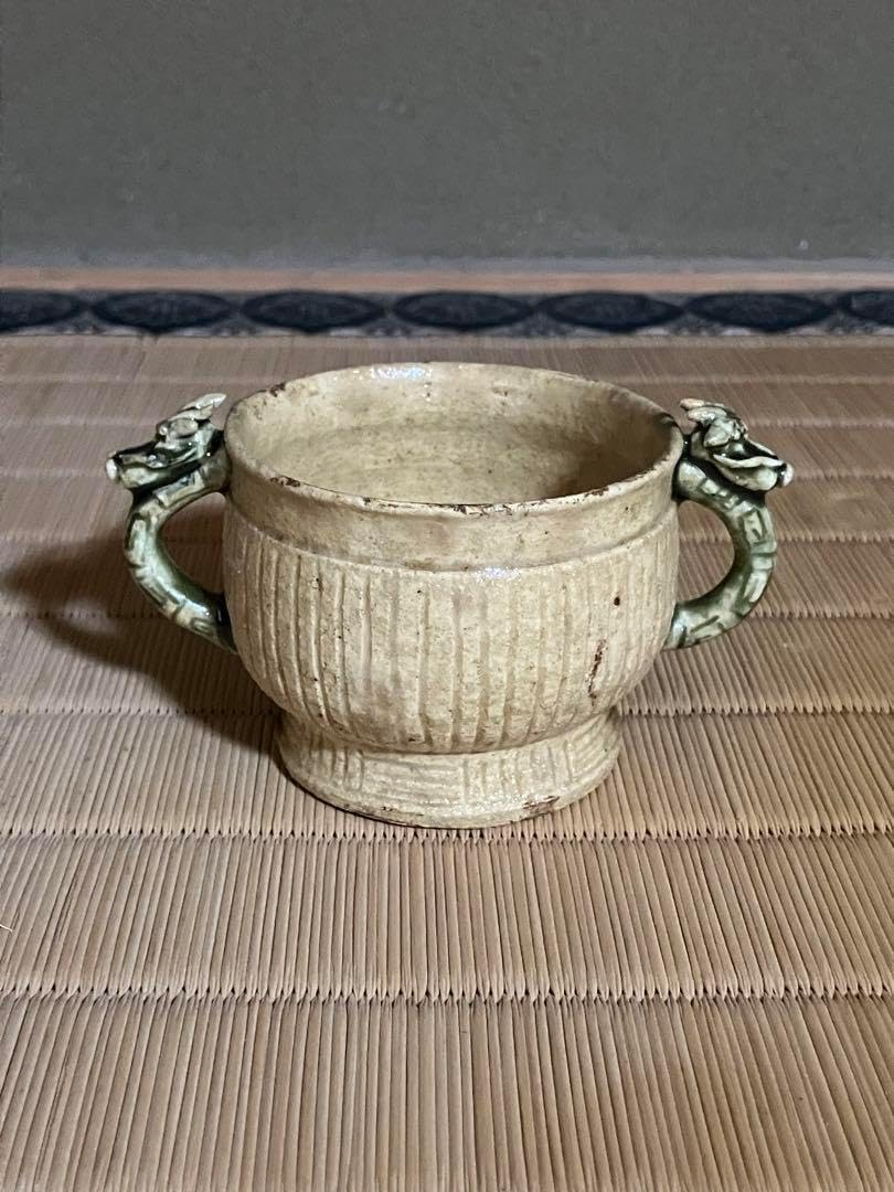 西岡悠作 黄瀬戸盃 共箱 共布 栞 径6×10.0cm 高さ