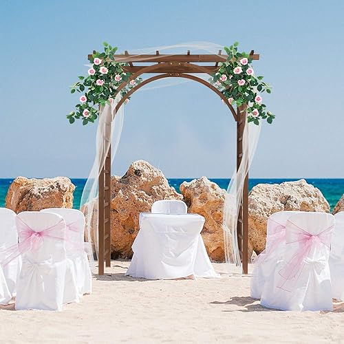 Miniatura 8 de Outvita Arco de madera de árbol de jardín de 7 pies, arco de árbol de madera de abeto, soporte decorativo para decoración de ceremonia de boda,