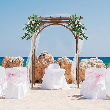 7FT Garden Arch, Dark Brown Wood Arch Arbor, Courtyard Wood Arch for Various Climbing Plant, OutdoorArchway Wedding Ceremony Party 63" L x 23.62" W x 85" H