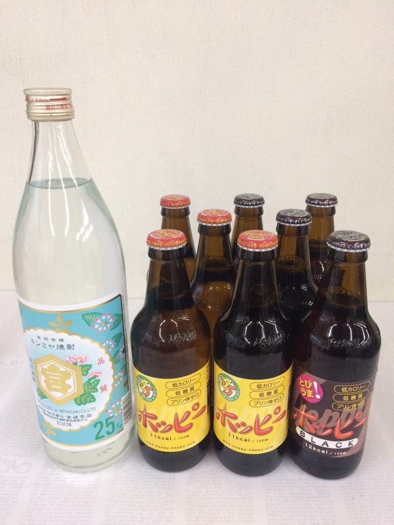 Amazon Co Jp ホッピー 家飲みセット 白 330ml 4本 黒 330ml 4本 キンミヤ焼酎 25 900ml 食品 飲料 お酒