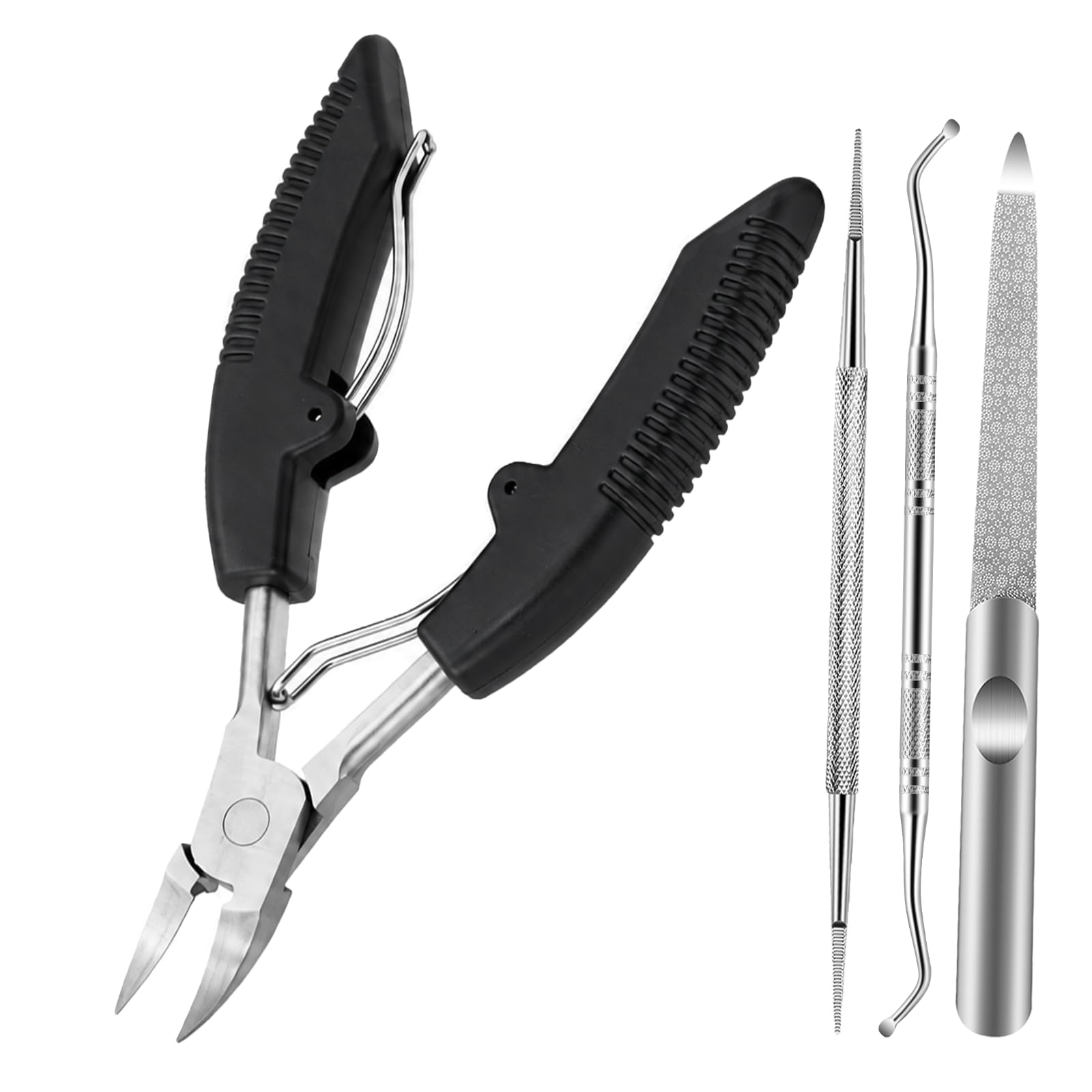 Ingrown Toenail Clippers for Thick Nails, 4-in-1 Professional Podiatrist Toe Nail Clippers Set for Seniors, Heavy Duty Nail Clippers with Ingrown Toenail Lifter & Nail File 4PCS Toenail Clippers Set