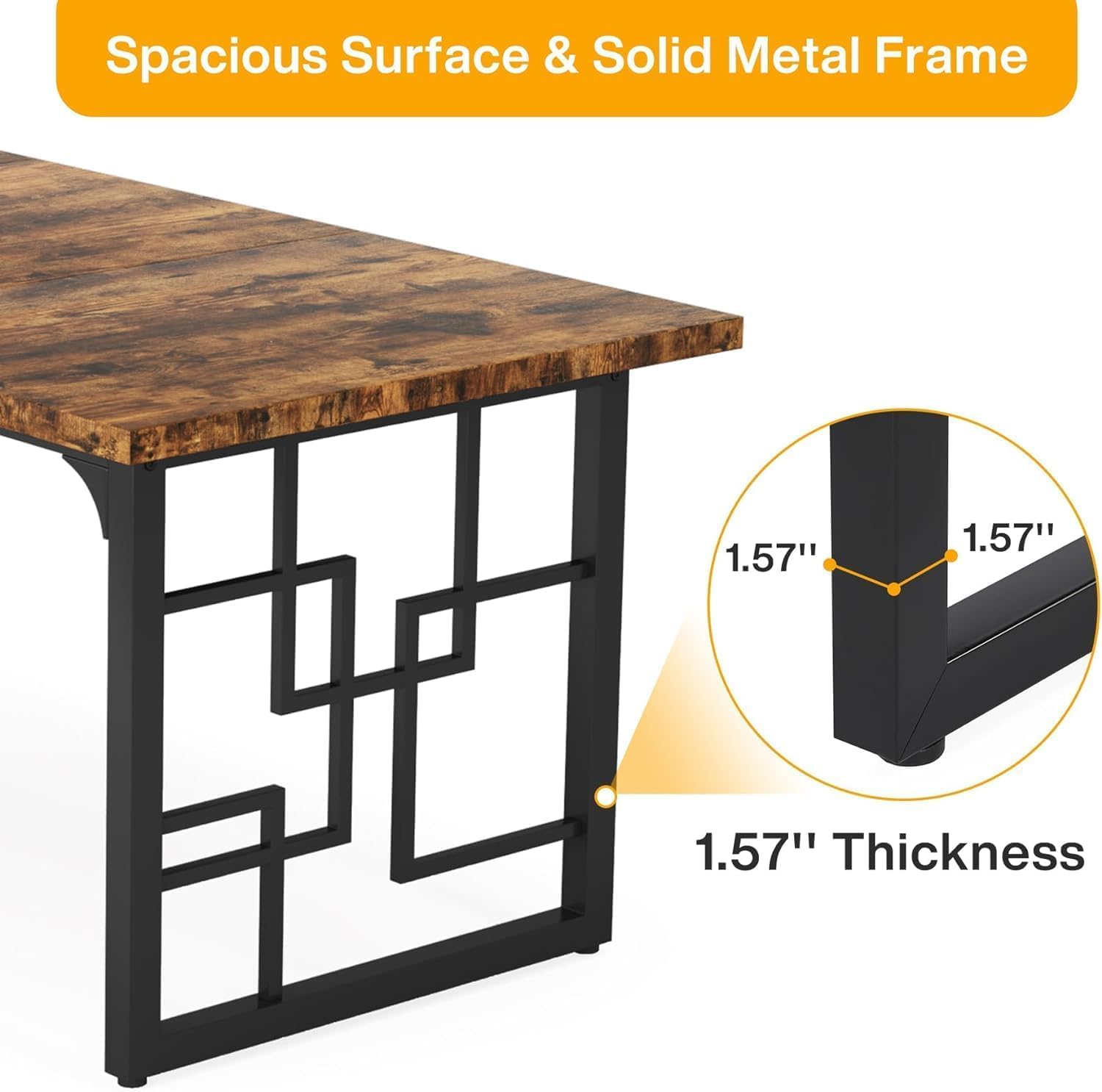 Lailang 160cm Scrivania Ufficio 160x80, Scrittoio Vintage, Scrivania Porta PC E Stampante, Tavolo Legno, Tavolo Riunioni Ufficio, Scrivania Grande, 160 x 80 x 75 cm, Rovere E Nero
