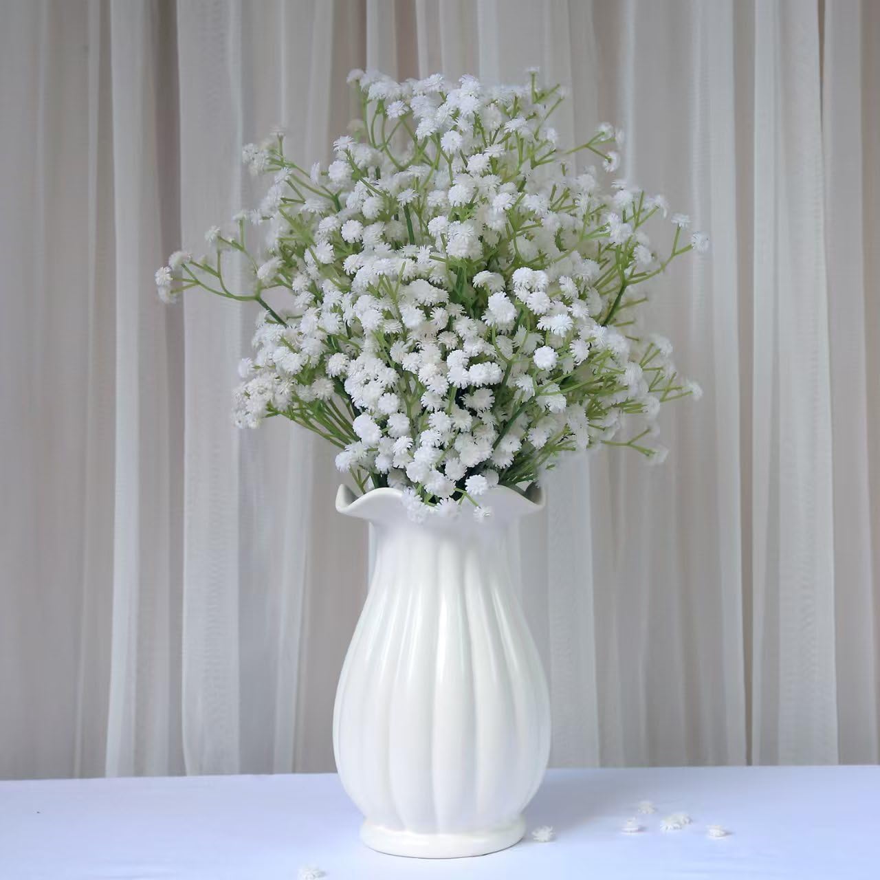 100PC Baby Breath Artificial Flowers - Babies Breath Flowers Artificial Bulk Faux Flowers Bouquet White Flores Real Touch Fake Flowers Arrangements Wedding Centerpieces Tables Decorations - Image 4