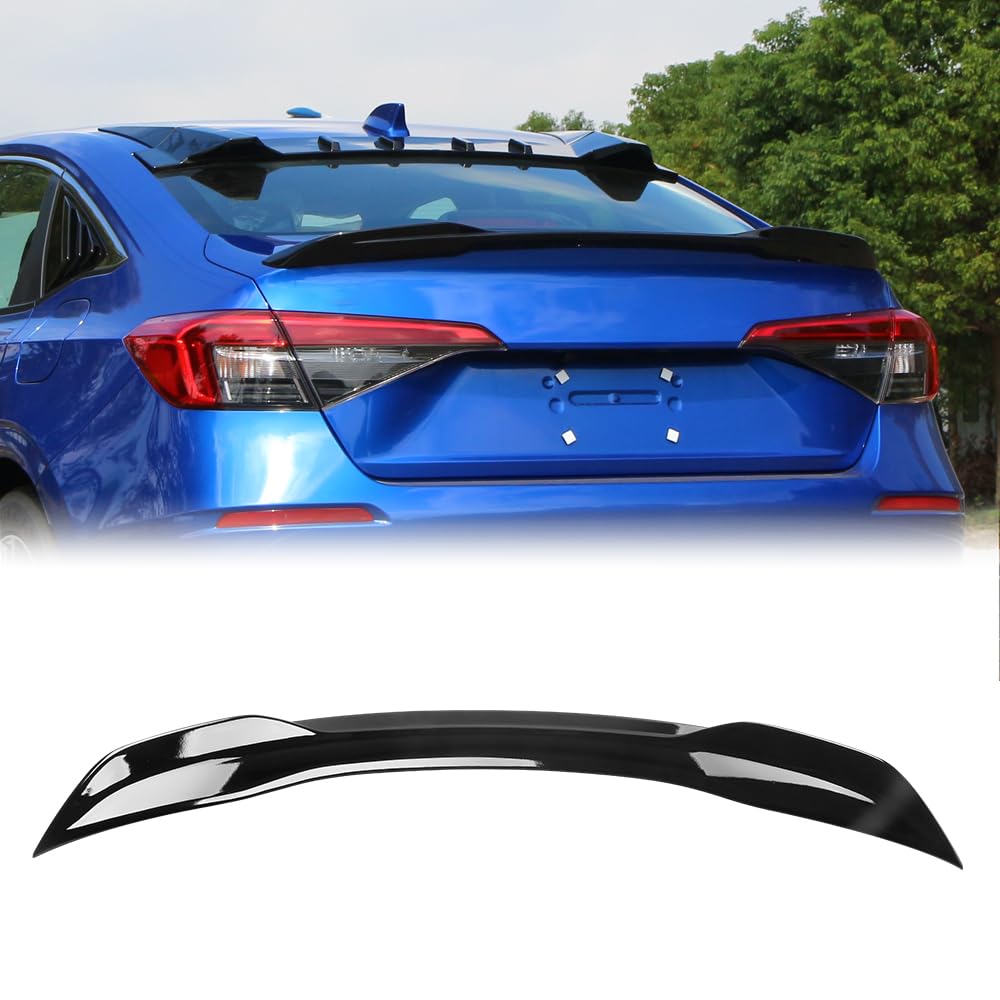 Trunk Spoiler Compatible with 2022-2025 Honda Civic Sedan 4-Door, SI RS Style ABS Rear Trunk Tail Lid Spoiler Wing, Painted Gloss Black