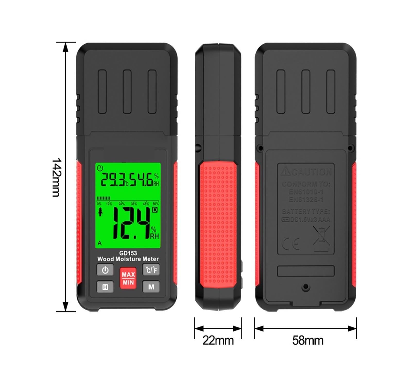 Tester wilgotności, Cyfrowy miernik wilgotności drewna Tester wilgotności drewna higrometr wykrywacz wilgoci w drewnie wyświetlacz LCD miernik wilgotności cegły cementowej,Higrometr