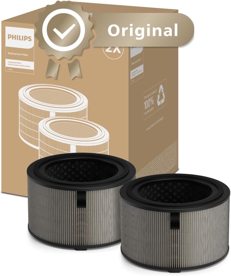 Philips Original Replacement Filter for 3200 Series AC3210, AC3220 and AC3221 Air Purifiers, HEPA NanoProtect + Active Carbon, 12 Months Lifetime, Black/White (FY3200/30)