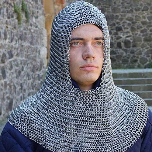THE MEDIEVALS Chain Mail Armor Hood Mild Steel U-Shape 10 MM ID Butted Ring