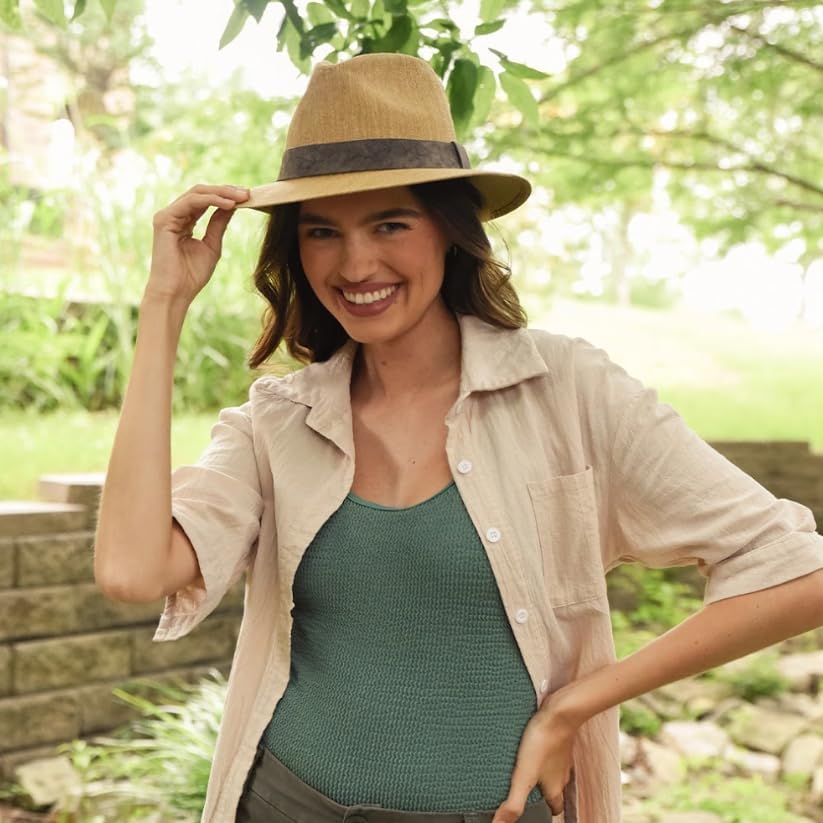 American Hat Makers Boxcar Straw Hats for Women & Men – Classic Panama Fedora Hat - Image 5