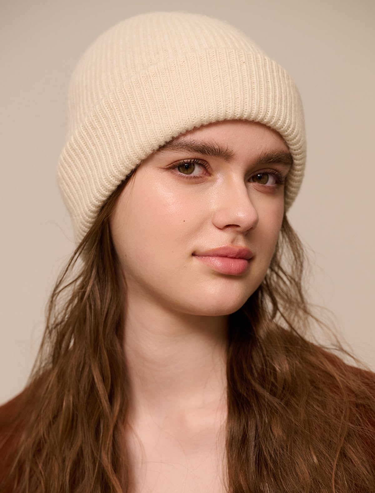 Inverno 100% Lana Cappello Beanie a Maglia per Donna Uomo, Moda Berretto a Cranio Morbida Calda, Casual Berretto con Polsino, Cappello da Sci Snowboard Traspirante, Autunno Inverno Regalo White F