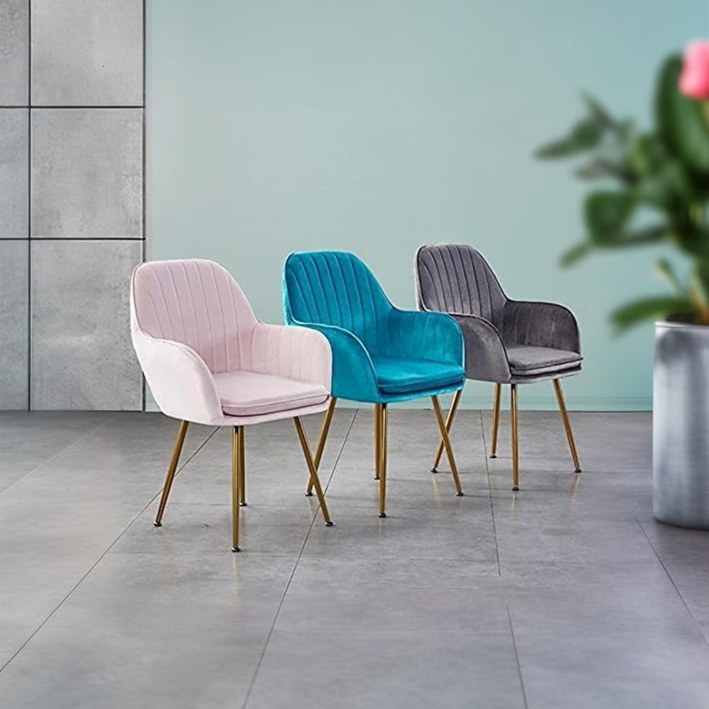 DRWG スタイリッシュベルベット &times; ゴールド脚輪北欧風アームチェア 柔らか生地で座り心地極上 長時間座っても疲れない快適性 人体