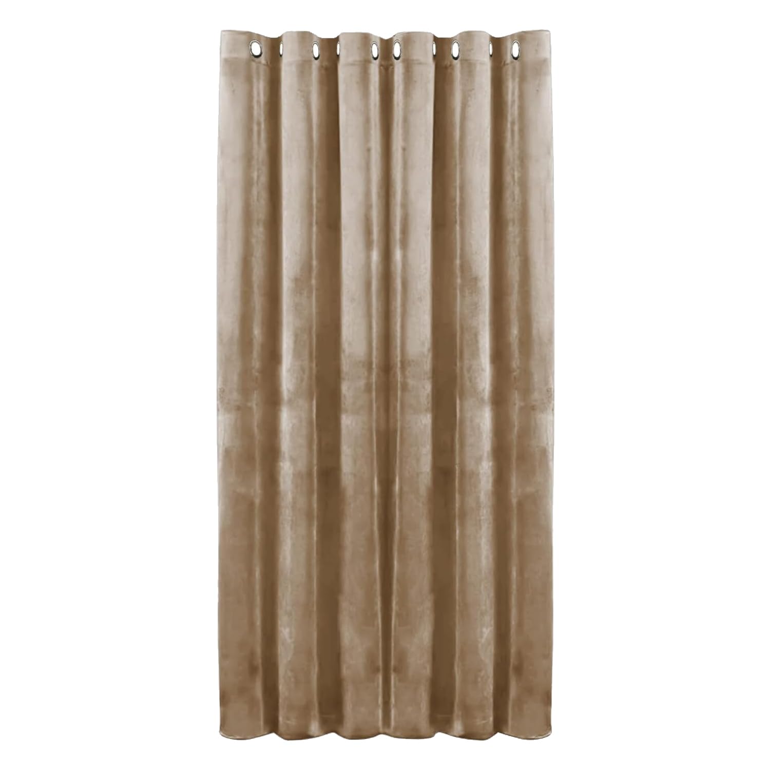 Hafaa Beige Blackout Curtain for Bedroom – Crushed Velvet Curtain 66 x 84 for Living Room – 1 Panel Eyelet Curtain with Matching Tie Back (168cm x 213cm)