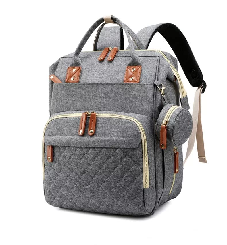 rianz caldor baby diaper bag large backpack for girls and boys,multi-functional waterproof,diaper pouch with pacifier case,stroller straps,tissue bag,and built-in usb charging port (grey),20 liter