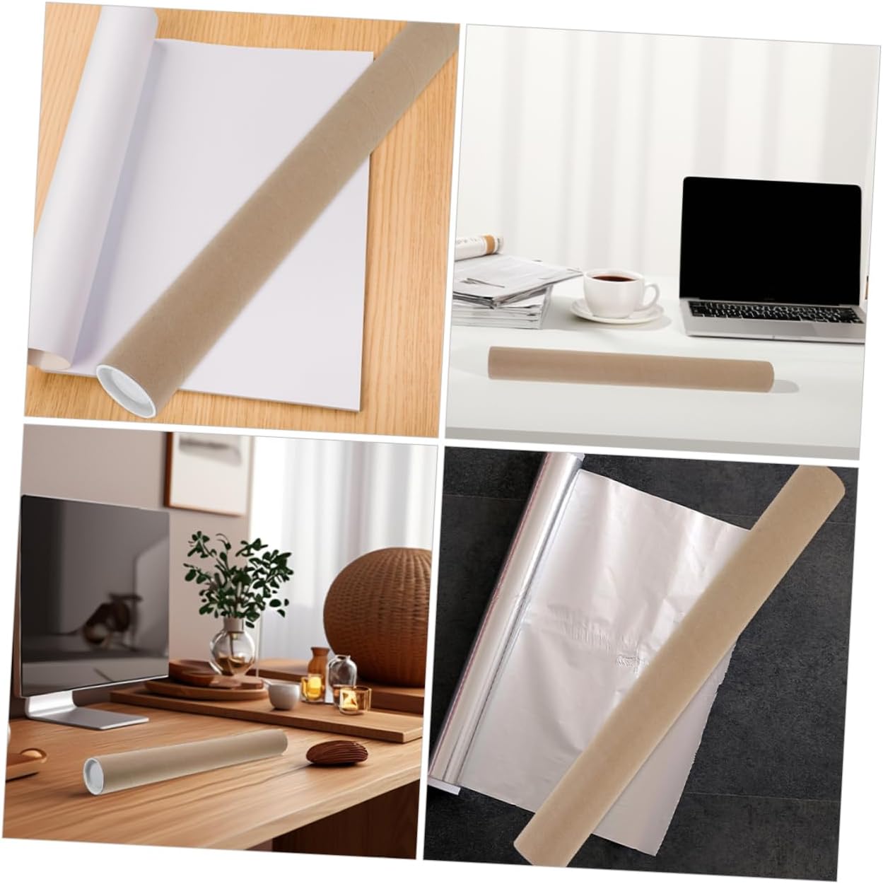 4pcs Kraft Paper Mailing Tubes Long Shipping Storage Tubes for Artwork Reusable Caps Heavy Duty Sturdy for Mail Carry Transport