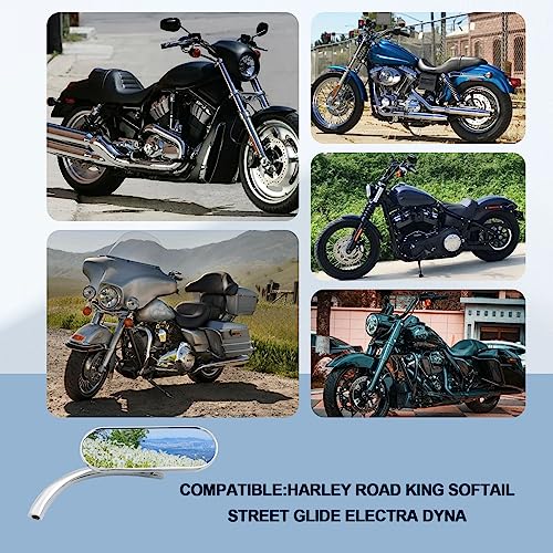 Motorcycle 8mm 10mm Oval Shape Mirrors Motorcycle Chrome Upgrade Rearview Mirrors Compatible with Harley Road King Softail Street Glide Electra Dyna by CmeRto - Image 7