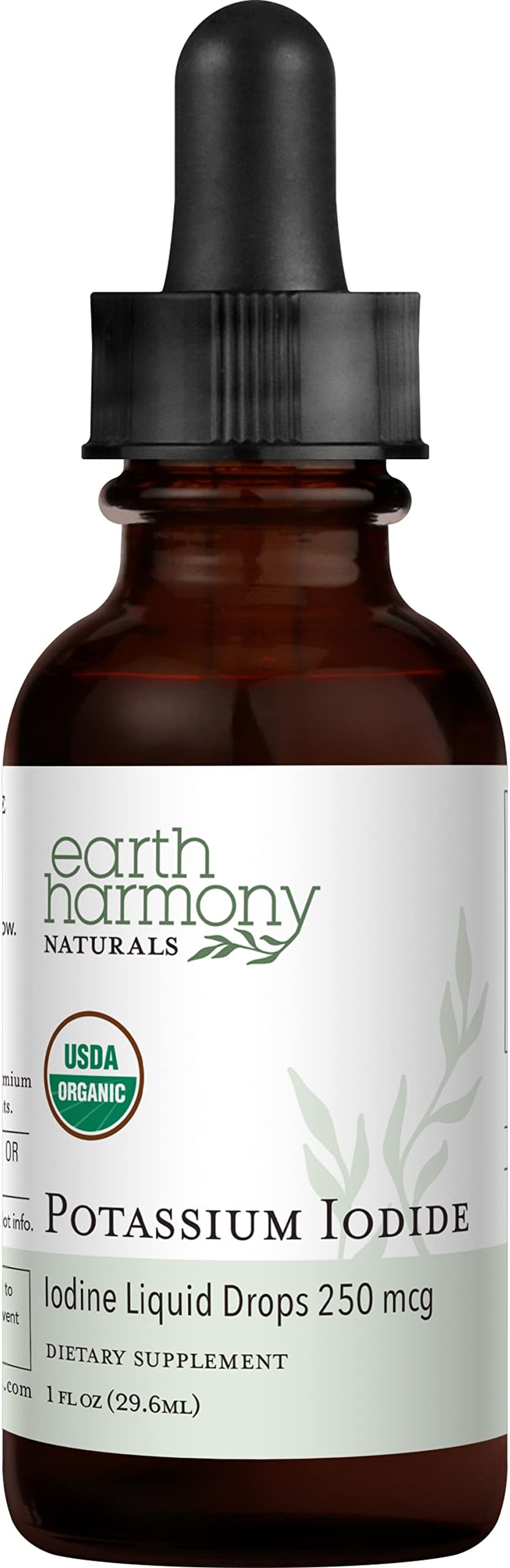 USDA Organic Potassium Iodide 250 mcg Liquid Supplement (6 Month Supply) - Supports The Thyroid Gland and Helps Exposure & Low Levels of Iodine - More Bioavailable Than Iodine Tablets, Pills - 1 Fl Oz