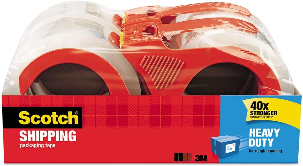 Scotch 3850 Heavy-Duty Packaging Tape, 1.88 inch x 54.6yds, Clear, 4/Pack