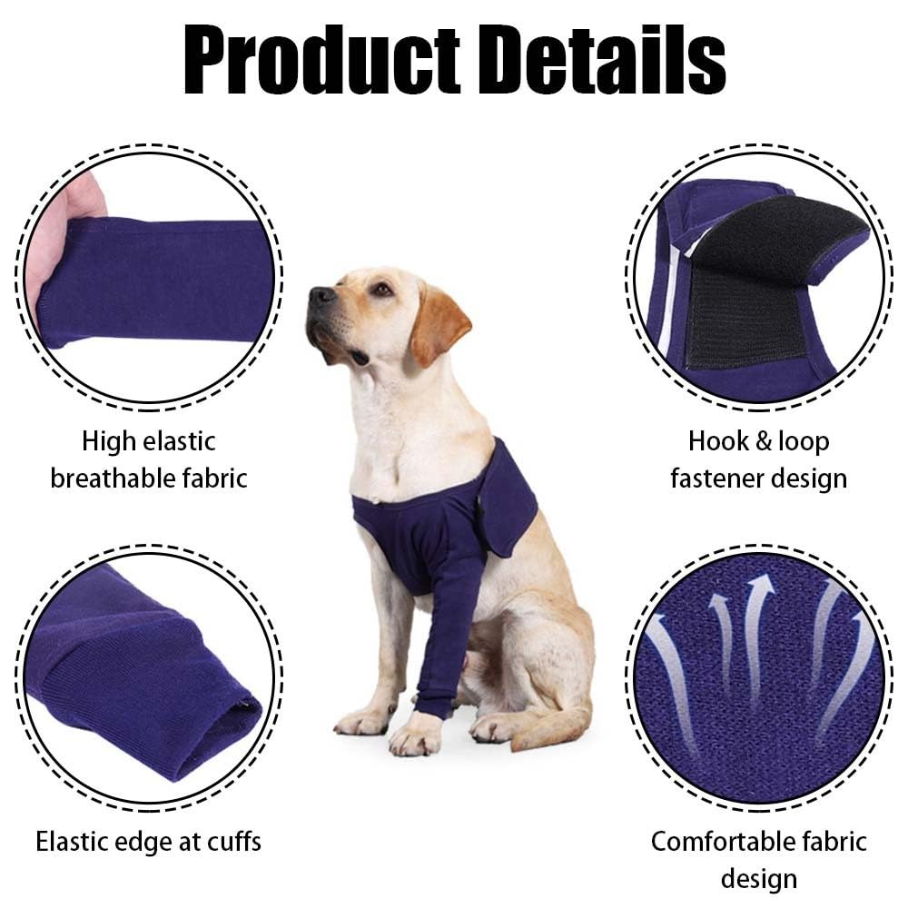 DONGKER Dogs Anti-licking Protection Sleeve, Dog Surgery Recovery Sleeves With Magic Stickers for Pet Front Leg Injury Recover Sprains - Image 3