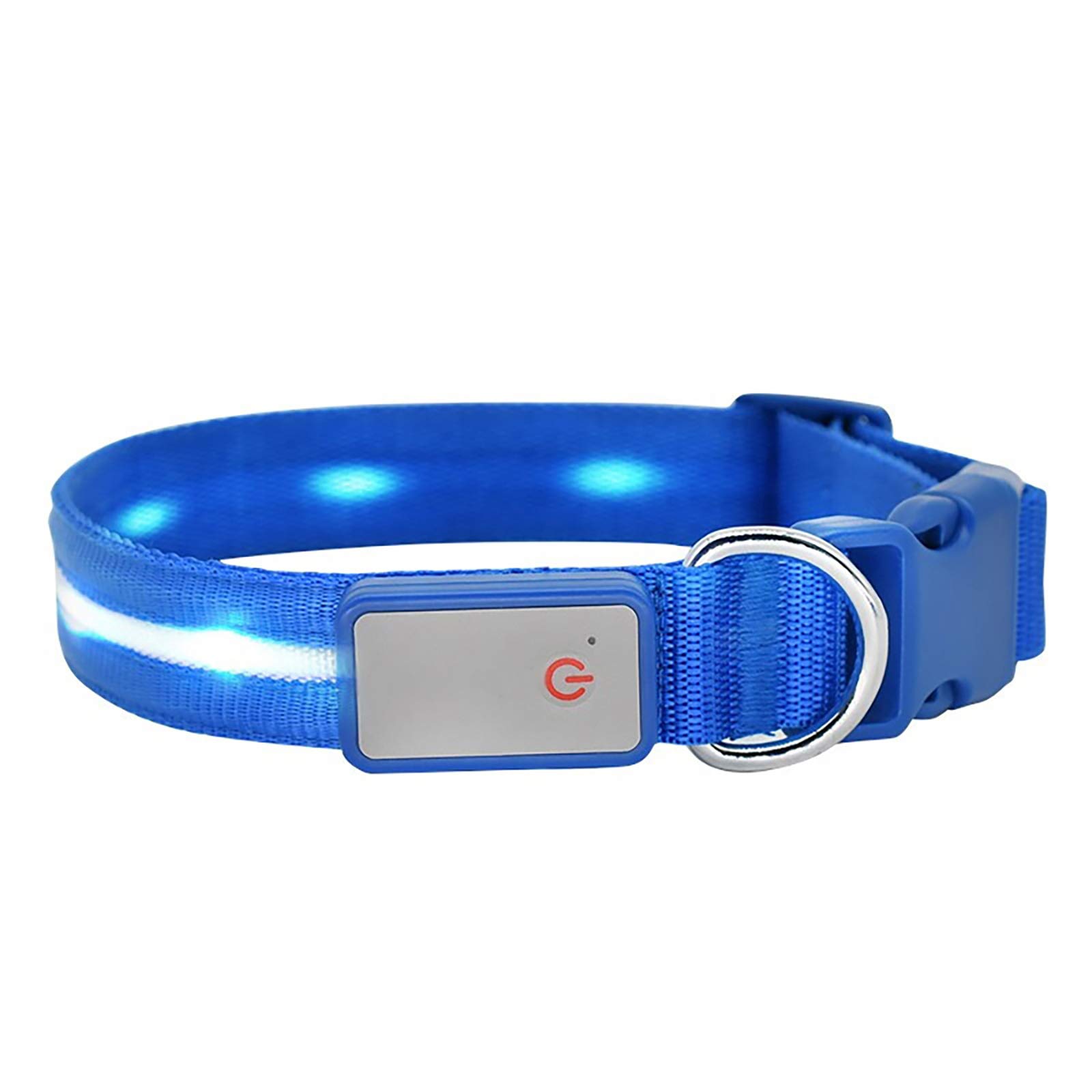 Collier de chien lumineux USB de charge lumineux Anti-Perdu collier de chien Teddy Shepherd Golden Retriever moyen et grand chien imperméable extra longue veille confortable et durable,Bleu,M