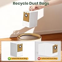 Vista 3 de Paquete de 16 bolsas de polvo M2 Plus compatibles con Lefant M2 Pro M2S Pro M2 Plus Robot Bolsas de vacío 2.6L de gran capacidad Bolsas resistentes