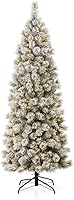 Vista 34 de Glitzhome Prelit Christmas Tree, 6ft Flocked Artificial Christmas Tree Serene Snowscape Fir with 300 Warm White Lights for Home, Office, Party