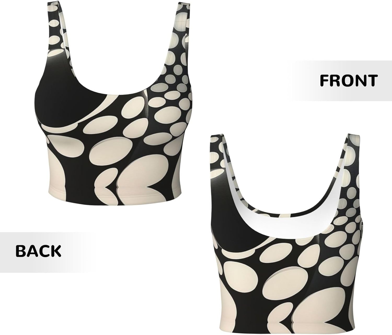Black and White Wormhole Women's Sports Bras - High Support Workout Tops for Women