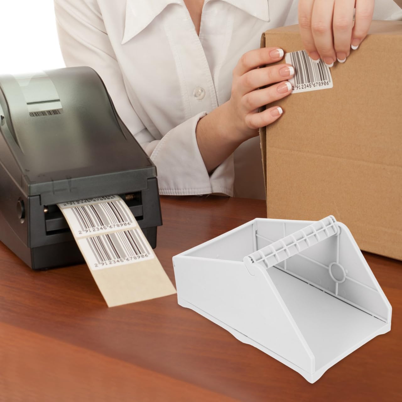 DOITOOL Thermal Label Holder for Desktop Printers Shipping Label Holder Organizer Roll for Thermal Printer Space-Saving Paper Stand for Office Home Warehouse Retail image 2