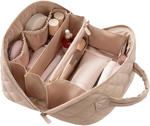 Miniatura 11 de Bolsa de maquillaje de viaje, bolsa de maquillaje acolchada para mujer, organizador de cosméticos impermeable, organizador de maquillaje, bolsa de