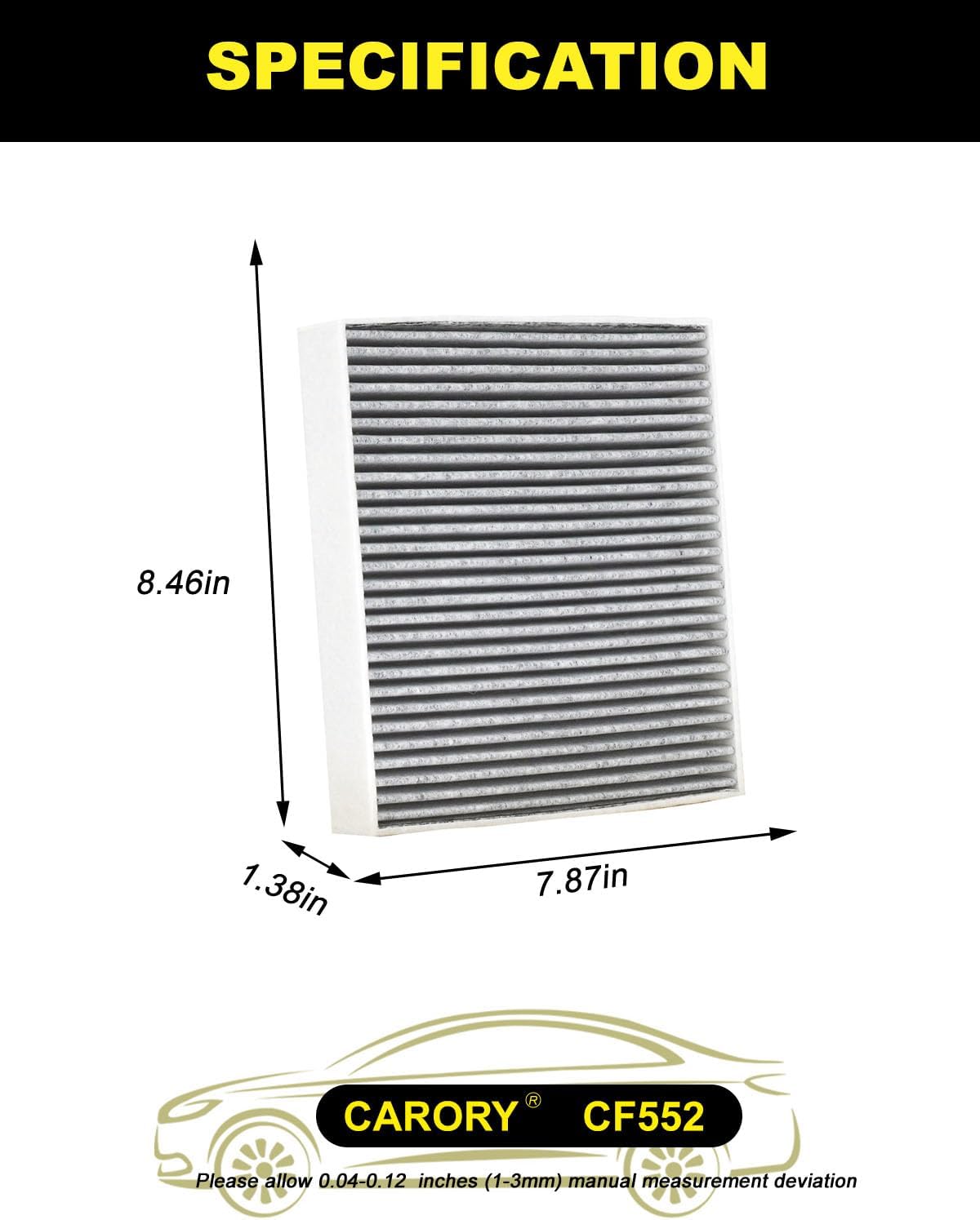 CARORY Cabin Air Filter w/Activated Carbon for Nissan Rogue 21-25, Altima 19-25, Kicks 17-25, Pathfinder 22-25, Sentra 20-25, Versa 20-25, Infiniti QX50 19-25, QX55 22-25, QX60 22-25, CF552