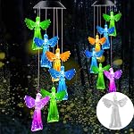 Chimes de vent solaire, Pendule solaire Ange Chime de vent extérieur/intérieur, Imperméable à la modification de lumière de décoration solaire LED pour la maison, Patio, Jardin, Fenêtre (Angel)
