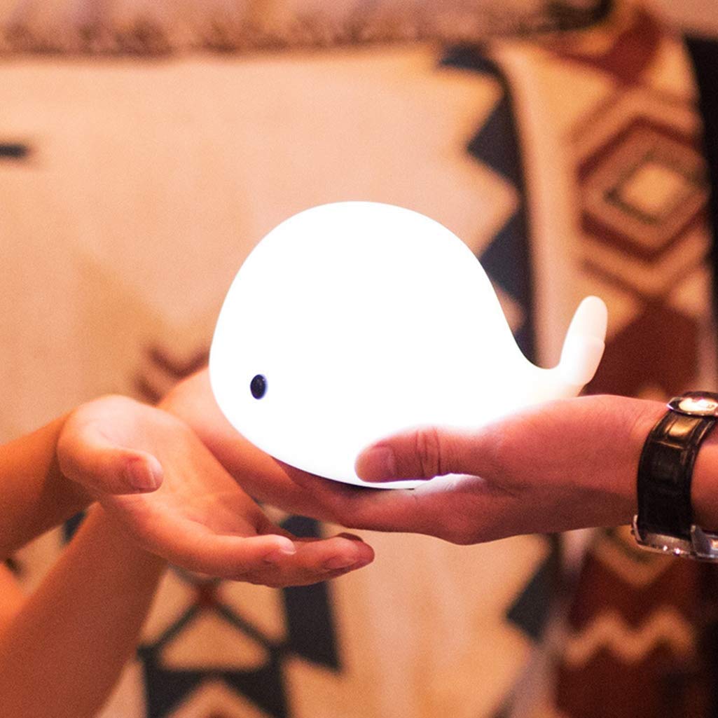 Luz de Noche con Forma de delfín para niños, luz Nocturna de Silicona Suave para niños, lámpara táctil LED Recargable, Regalos de cumpleaños para niños pequeños