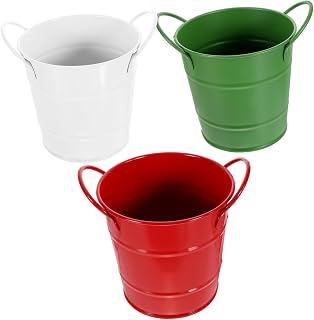 Uonlytech 3 piezas Cubo de Hierro Retro para Snacks y de Blanco Rojo Verde Cubo Multifuncional para Almacenamiento de Comida y Hielo para Bares y Doméstico