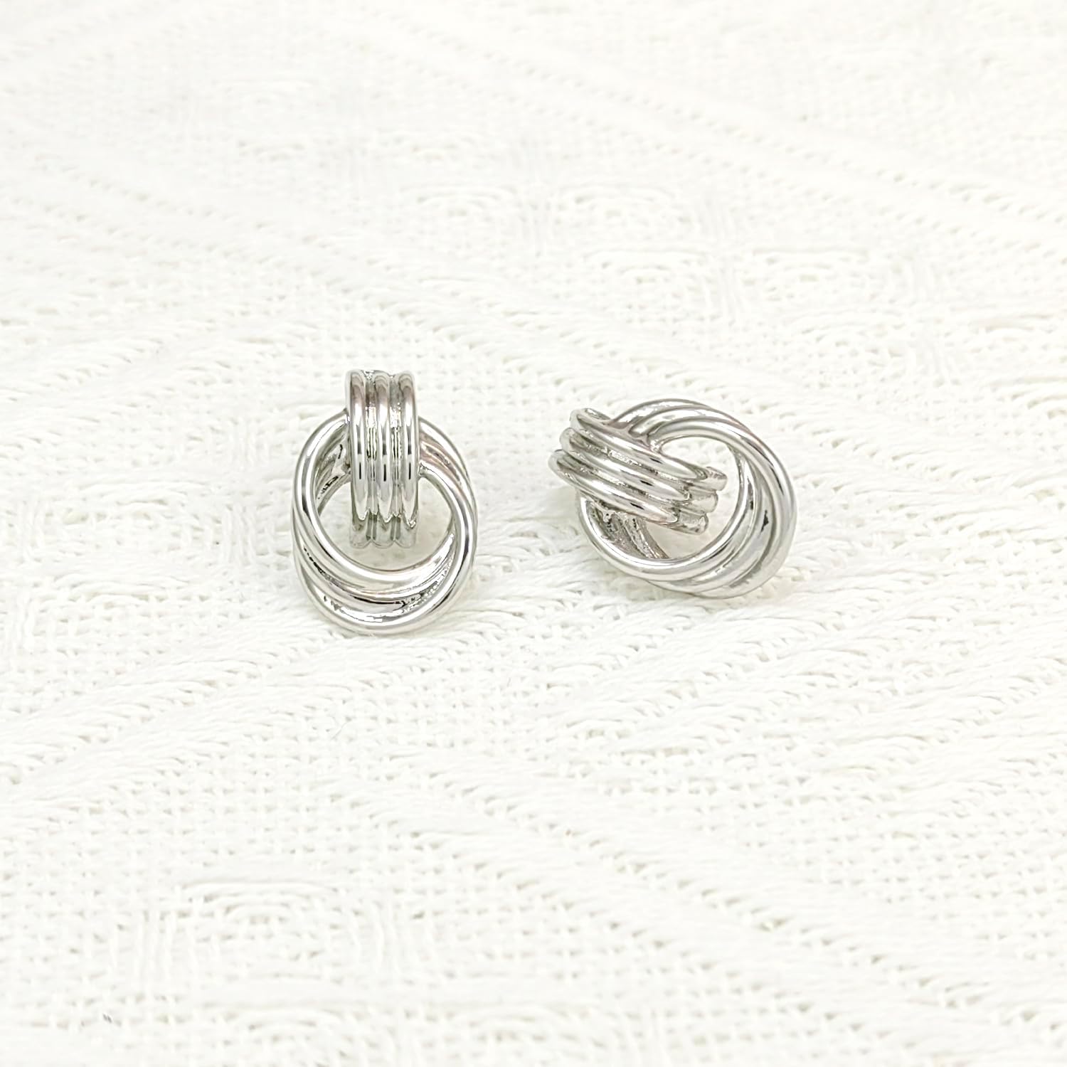 Chunky Knot Earrings for Women Gold Silver Small Geometric Earrings Dainty Dangle Drop Earrings Hypoallergenic and Lightweight Fashion Trendy Jewelry Gifts - Image 4