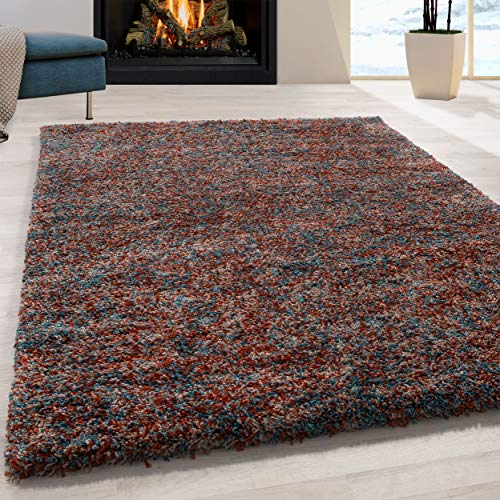 Vintage Stil Teppich Wohnzimmer Kurzflor Meliertes Design Esszimmer Schlafzimmer Flur Küchenteppich Weich & Flauschig Pflegeleicht Rechteckig Teppich in Farbe: Terrakotta, Grösse: 240 x 340 cm