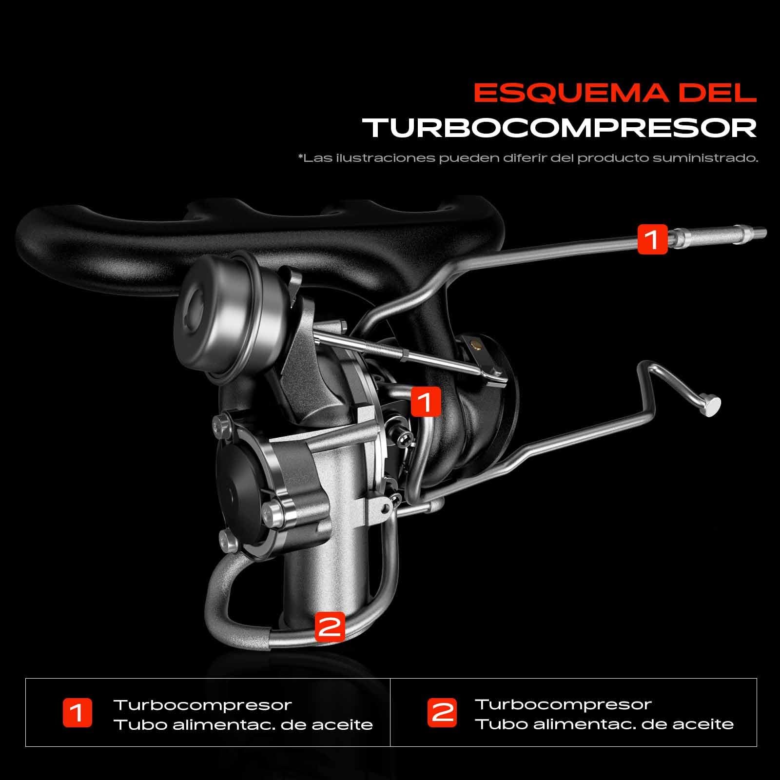 Frankberg 2x Tubería de alimentación de aceite del turbo Compatible con M.i.n.i R56 C.o.o.p.e.r S M.i.n.i cabrio R57 C.o.o.p.e.r S M.i.n.i Clubman R55 C.o.o.p.e.r S M.i.n.i Countryman R60 11657583838