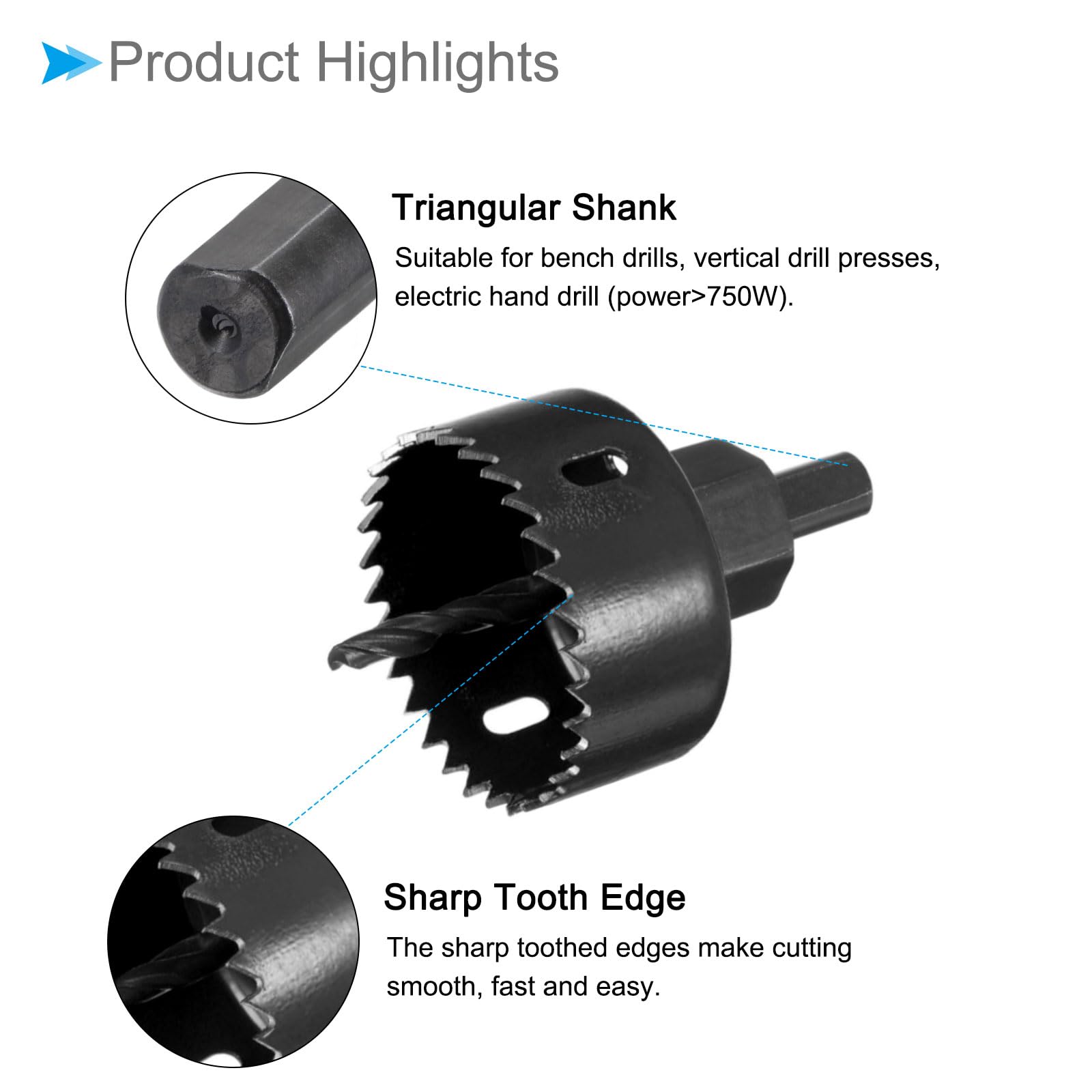 CoCud Bi-Metal Hole Saw, 32mm to 54mm Dia Hole Saw, High Speed Steel Cutter Black - (Applications: for Wood Brass Zinc), 1-Pieces - Image 4