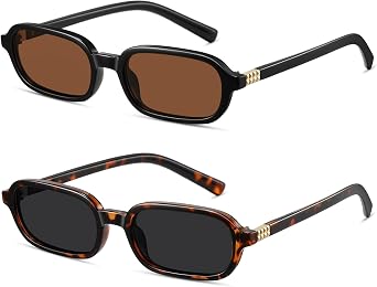 Retro Rectangle Sunglasses for Women Men Trendy Vintage Small Square Sun Glasses 90s Fashion Cute Sunnies CL010
