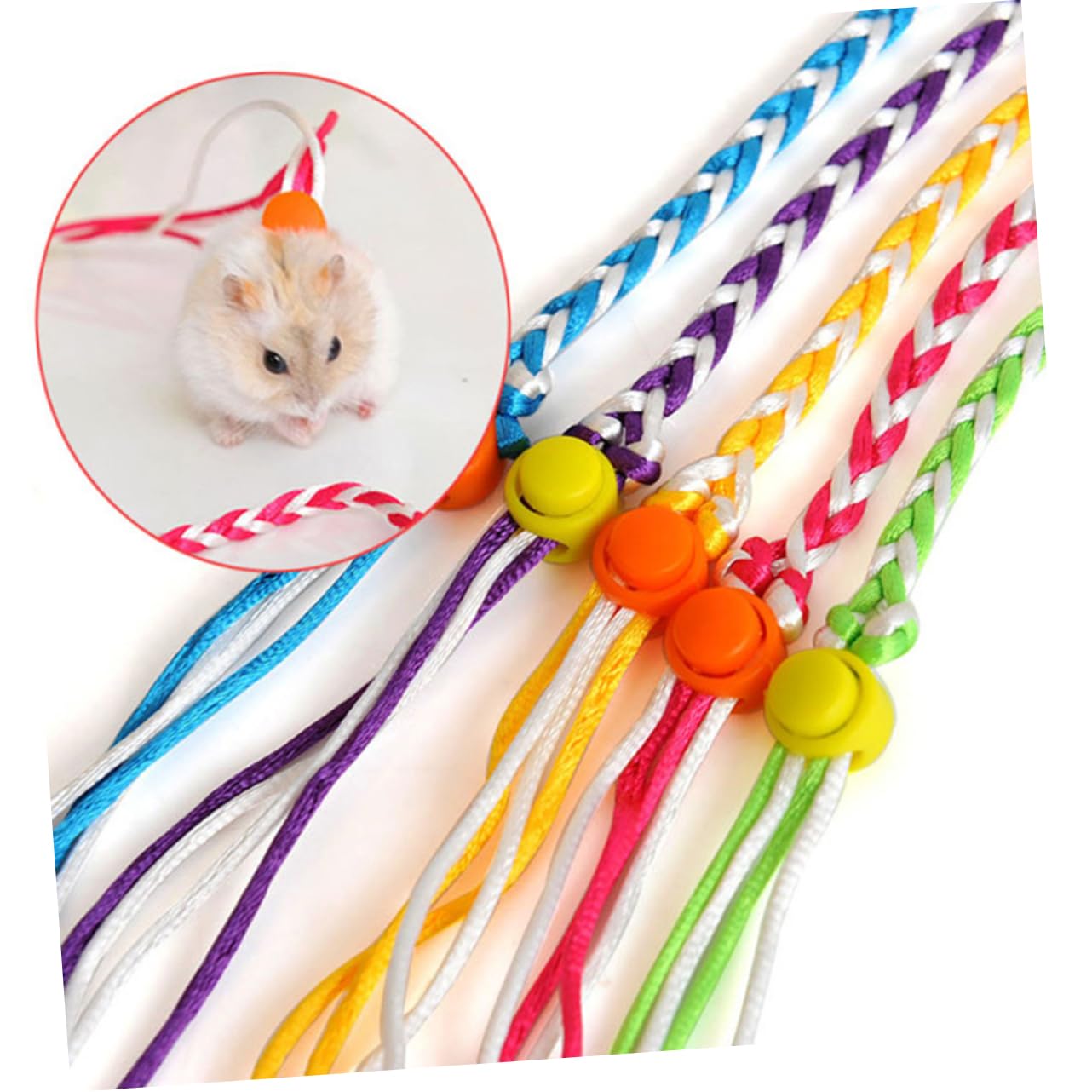 POPETPOP Pet Rat and Mouse Harness with Adjustable Chest Strap Rope Leash Soft and Comfortable for Hamsters Squirrels and Rabbits Random Color Random Color